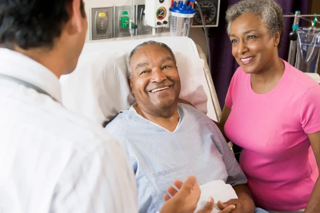 Patient smiling at doctor